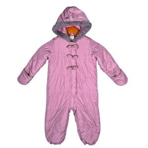 FIRST IMPRESSIONS Pink Bow Tie Fur trim Insulated Bunting SnowSuit
